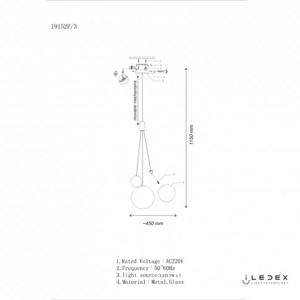 Подвесная светодиодная люстра iLedex Selfie 19152P/3-6W-3000K CP