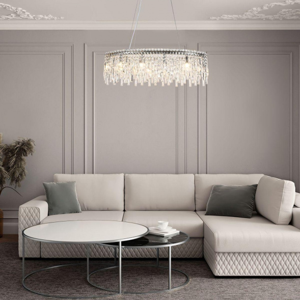 Подвесная люстра Eurosvet Blitz 60159/10 хром/ прозрачный хрусталь Strotskis Smart