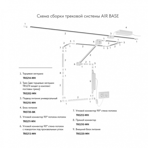 Коннектор L-образный Denkirs Air Base TR5212-WH