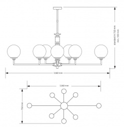 Подвесная люстра KUTEK MOOD Artu Glass ART-ZWL-8(Z)G