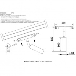 Трековый светодиодный светильник для магнитного шинопровода Crystal Lux CLT 0.33 003 6W BL 4000K