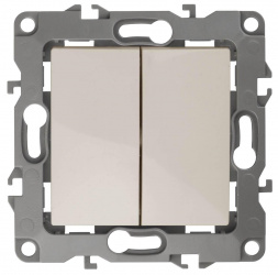 Выключатель двухклавишный ЭРА 12 10AX 250V 12-1004-02 Б0014652