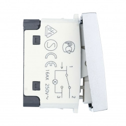 Переключатель LK Studio с двух мест, с индикатором 45х22,5мм (схема 6L) 16 A, 250 B (серебристый металлик) LK45 850403-1