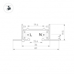 Шинопровод встраиваемый Arlight LGD-2TR-Track-F-1000-BK-M 038672