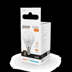 Лампа светодиодная Gauss E14 8W 3000K матовая 53118