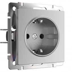 Розетка с заземлением Werkel серебряный W1171006 4690389157707