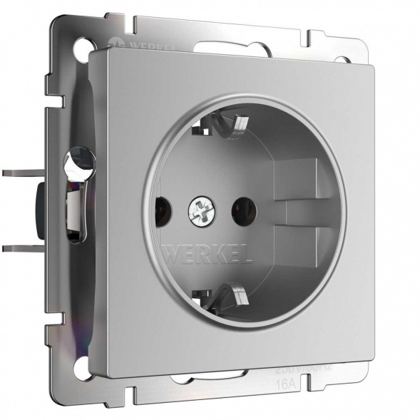 Розетка с заземлением Werkel серебряный W1171006 4690389157707