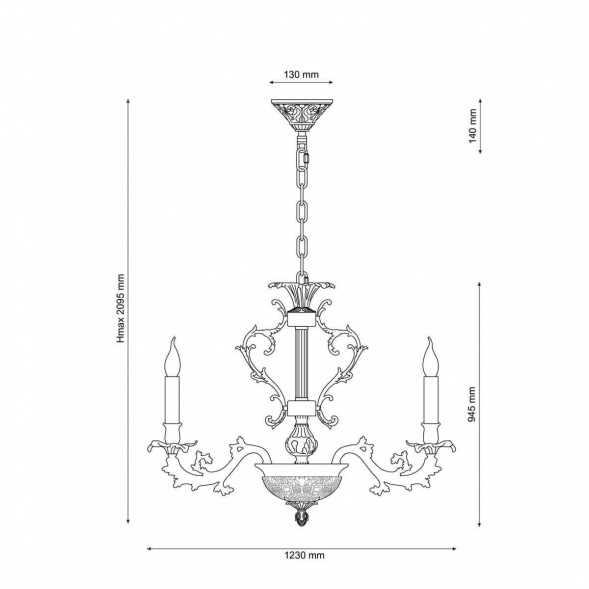 Подвесная люстра Lucia Tucci Firenze 1780.30.3 Antique Gold