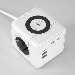 Розеточный блок 3-местный Werkel + 3 USB + беспроводная зарядка W6513501 4690389204265