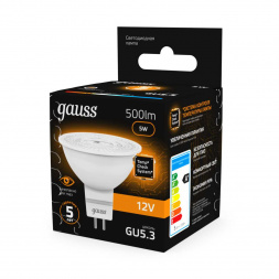 Лампа светодиодная Gauss GU5.3 5W 2700K матовая 201505105