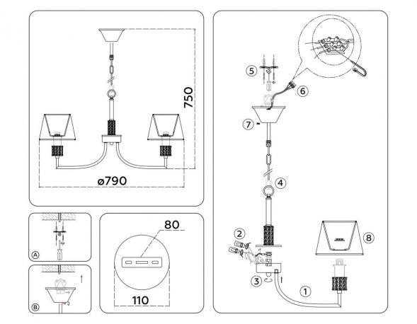 Подвесная люстра Ambrella Light High Light Classic LH71217