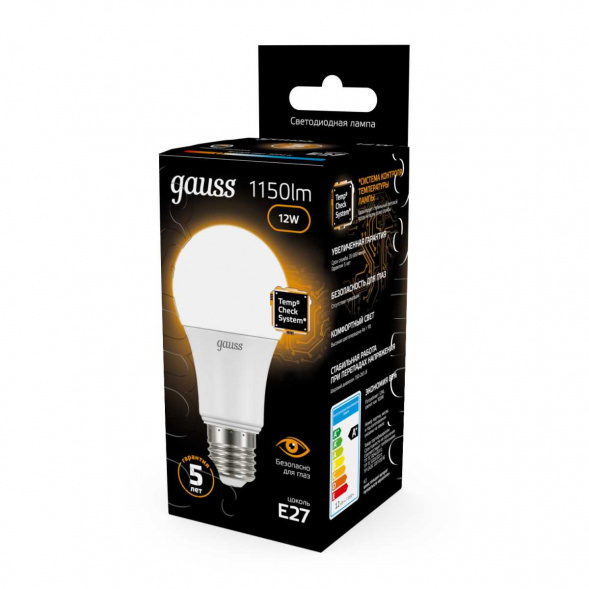 Лампа светодиодная Gauss E27 12W 3000K матовая 102502112