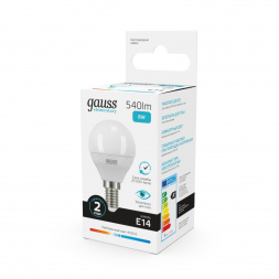 Лампа светодиодная Gauss E14 8W 4100K матовая 53128