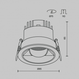 Встраиваемый светильник Maytoni Technical DL100-12W2.7-3-4K-RD-B