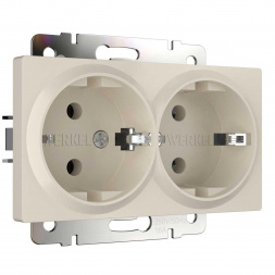 Розетка двойная с заземлением Werkel айвори матовый W1172062 4690389192142