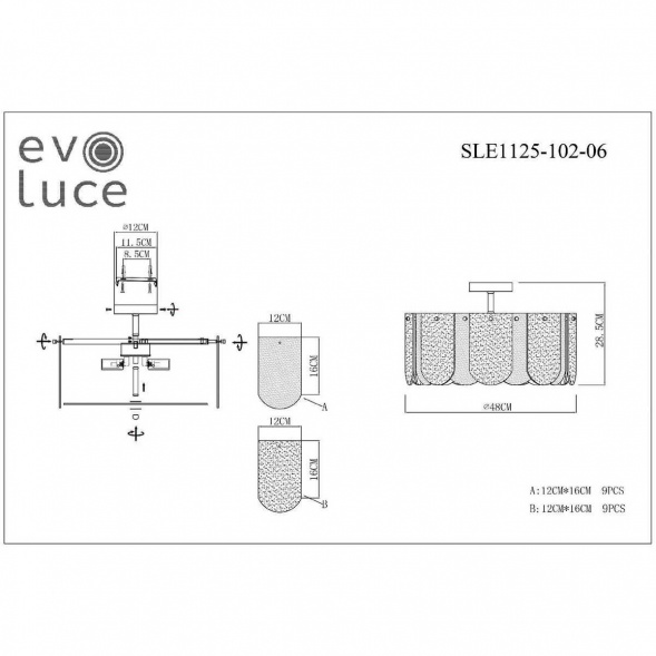 Потолочная люстра Evoluce Erzo SLE1125-102-06