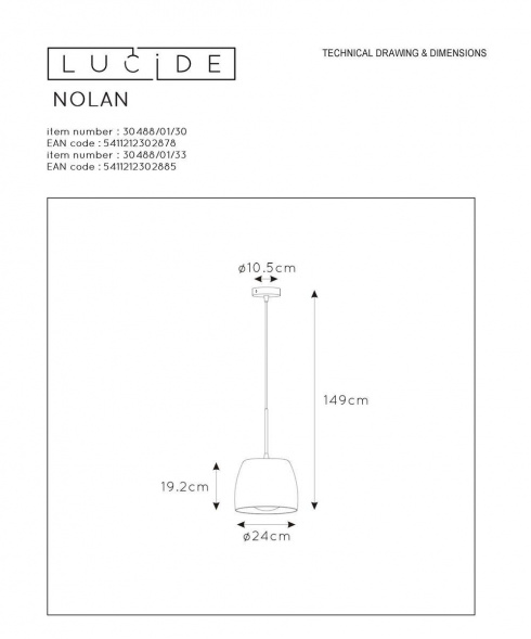 Подвесной светильник Lucide Nolan 30488/01/33