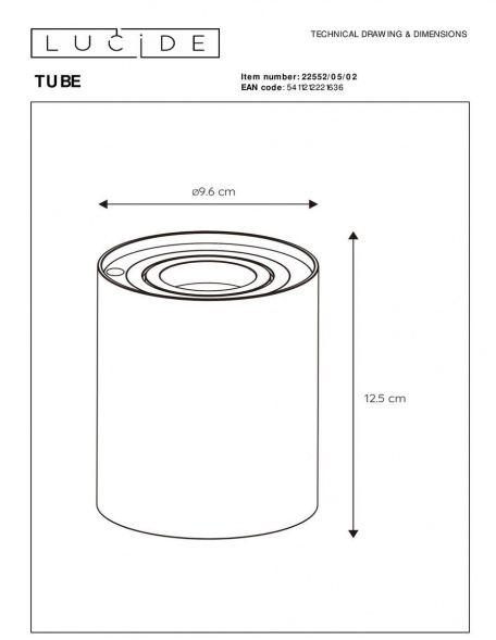Настольная лампа Lucide Tube 22552/05/02