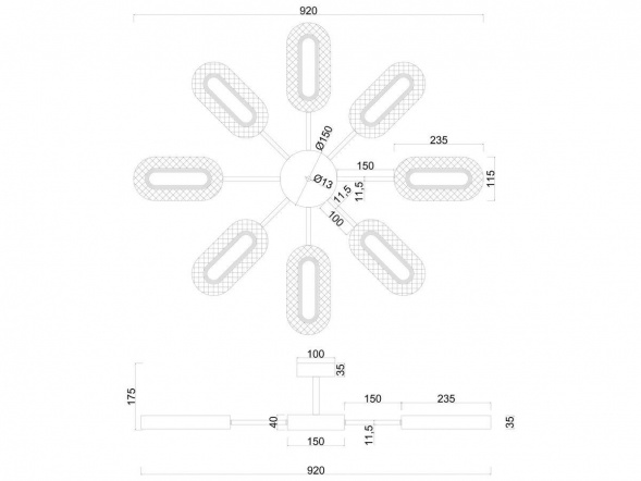 Потолочная светодиодная люстра Arte Lamp Ovale A2489PL-8GO