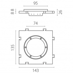 Рамка скрытого монтажа (суппорт д/натяжного потолка) д/встраиваемых светильников с наружным диаметром 80-90мм Anello Lightstar 012000
