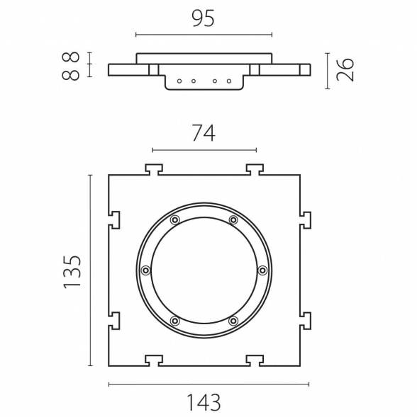 Рамка скрытого монтажа (суппорт д/натяжного потолка) д/встраиваемых светильников с наружным диаметром 80-90мм Anello Lightstar 012000