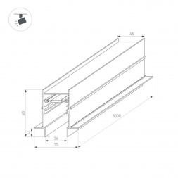 Магнитный встраиваемый шинопровод Arlight Mag-Track-4560-FDW-3000 (BK) 034680