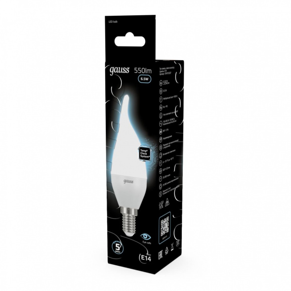 Лампа светодиодная Gauss E14 6.5W 4100K матовая 104101207