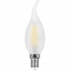Лампа светодиодная филаментная Feron E14 9W 4000K Свеча на ветру Матовая LB-74 25961