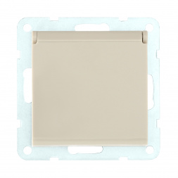 Розетка LK Studio с з/к, шторками и крышкой (бежевый) LK60 863401-1