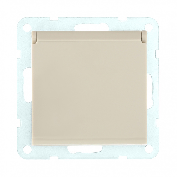 Розетка LK Studio с з/к, шторками и крышкой (бежевый) LK60 863401-1