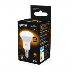 Лампа светодиодная рефлекторная Gauss E14 6W 3000K матовая 106001106