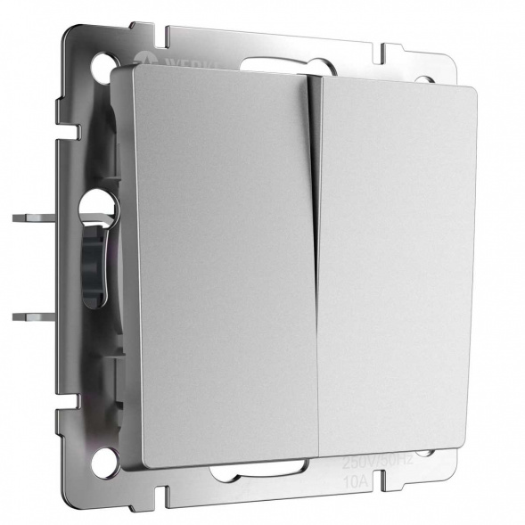 Выключатель Werkel двухклавишный серебряный матовый W1122065 4690389195549