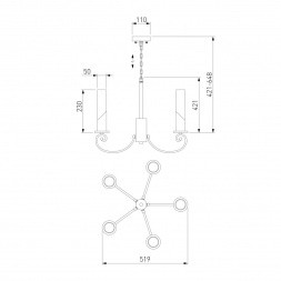 Подвесная люстра Eurosvet Banci 60117/5 никель