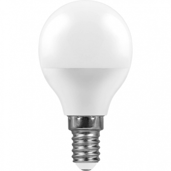 Лампа светодиодная Feron E14 7W 2700K Шар Матовая LB-95 25478