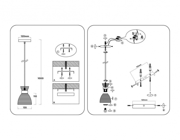 Светильник подвесной со стеклянным плафоном Ambrella light Traditional TR3403