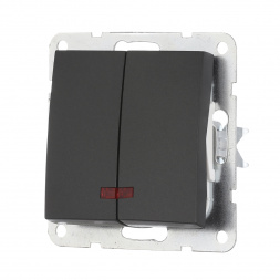 Выключатель LK Studio 2-кл., с индикаторами (схема 5L) 16 A, 250 B (черный бархат) LK60 861208-1
