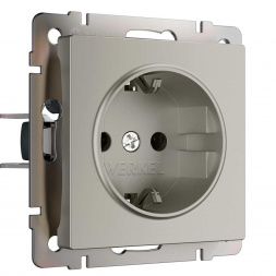 Розетка с заземлением и шторками (дымчатый) W1271104/ a069463