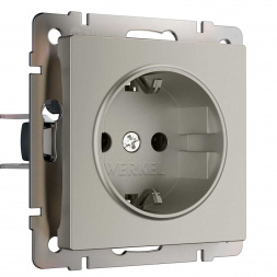 Розетка с заземлением и шторками (дымчатый) W1271104/ a069463