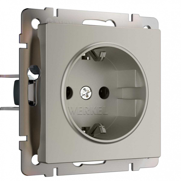 Розетка с заземлением и шторками (дымчатый) W1271104/ a069463