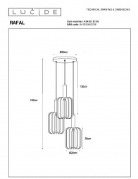 Подвесная люстра Lucide Rafal 45492/13/36