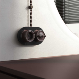 Выключатель Werkel на 4 положения двухклавишный Retro коричневый W5620014 4690389166754