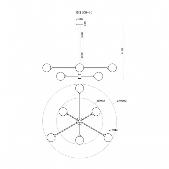 Потолочная люстра MyFar Fredy MR1100-6C