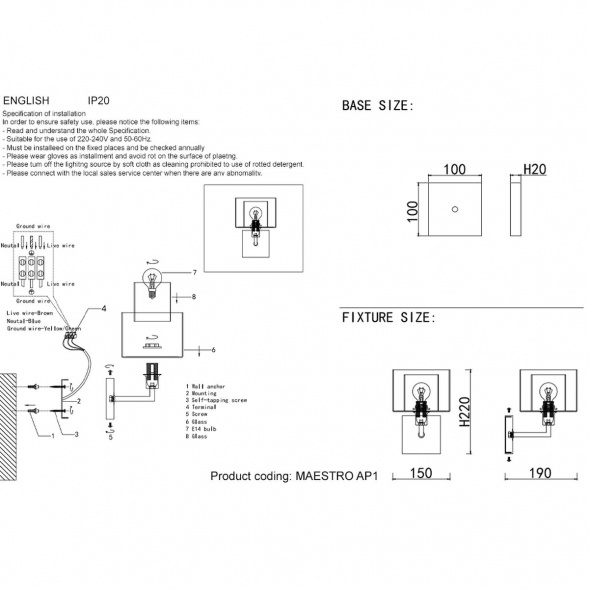 Бра Crystal Lux Maestro AP1 Chrome