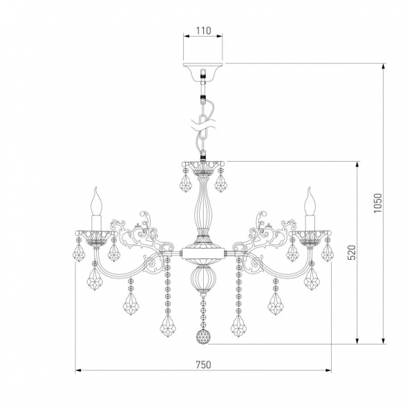 Подвесная люстра Eurosvet 3281/8 античная бронза/прозрачный хрусталь Strotskis