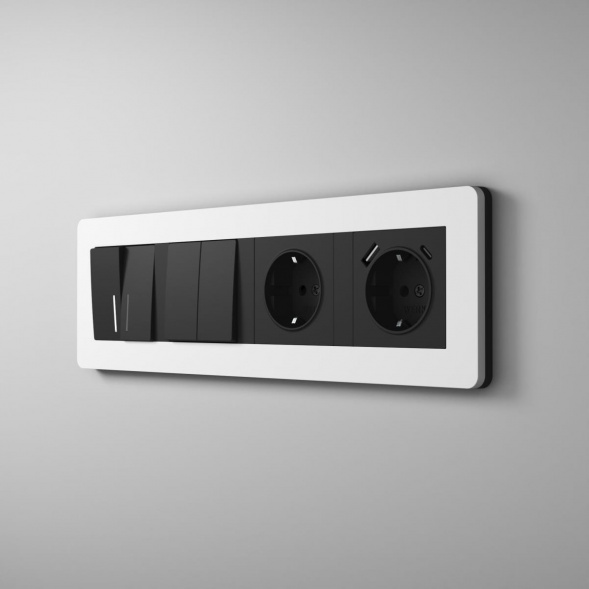 Рамка Werkel Split на 4 поста белый/черный W0043068 4690389208249