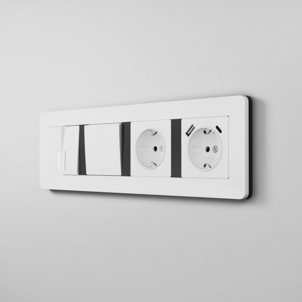 Рамка Werkel Split на 4 поста белый/черный W0043068 4690389208249