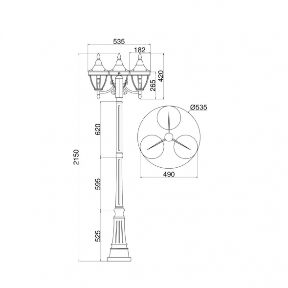 Садово-парковый светильник Maytoni Novara O026FL-03B