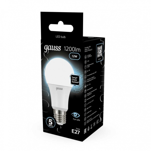 Лампа светодиодная Gauss E27 12W 4100K матовая 102502212
