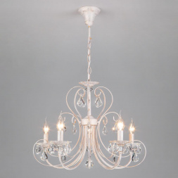 Подвесная люстра Eurosvet 3305/5 белый с золотом/прозрачный хрусталь Strotskis