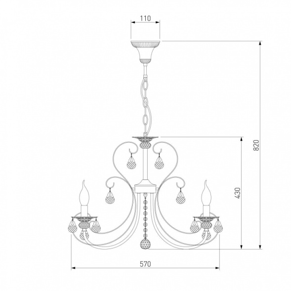 Подвесная люстра Eurosvet 3305/5 белый с золотом/прозрачный хрусталь Strotskis